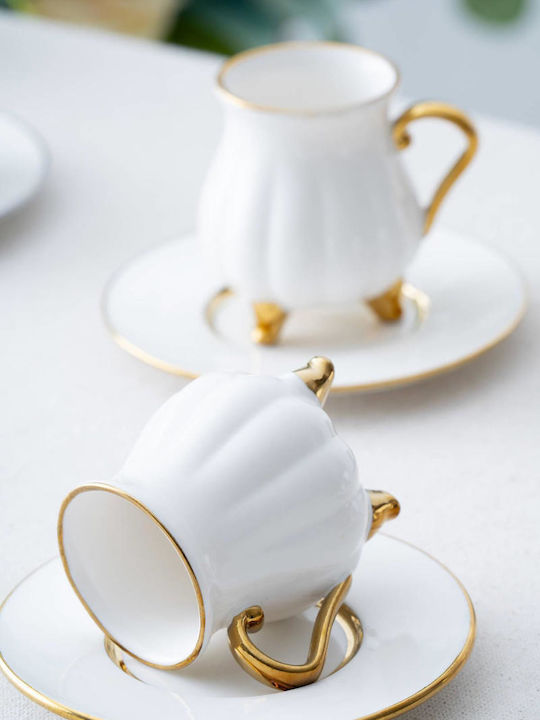 SteweHome Set Coffee Cups Made of White Porcelain 90ml 6 Pieces
