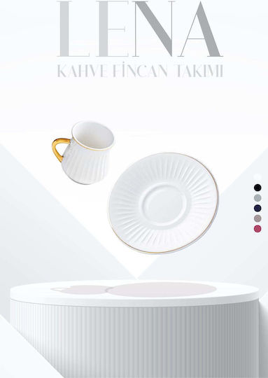 SteweHome Комплект Кафяви Чаши от Порцелан Многоцветни 90ml 6 Бройки