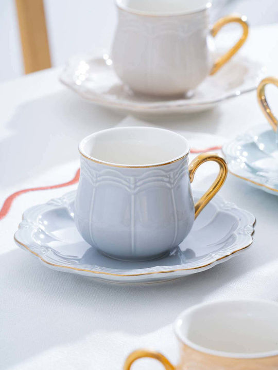 SteweHome Set Of Multicolour Porcelain Coffee Cups 90ml 6 Pieces