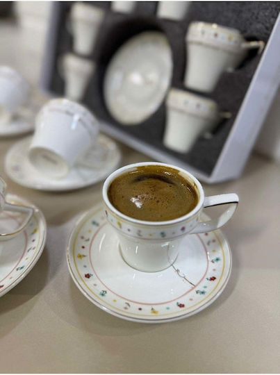 SteweHome Set Of Black Porcelain Coffee Cups 90ml 6 Pieces