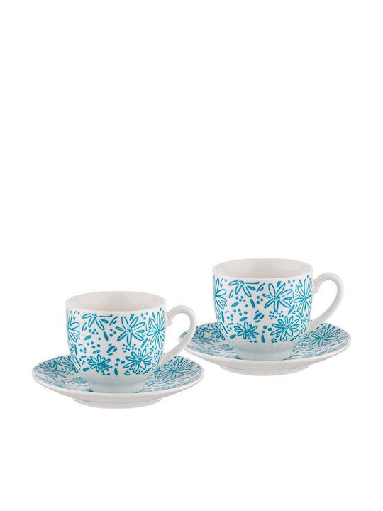 SteweHome Set Coffee Cups Made of Blue Porcelain 90ml 2 Pieces
