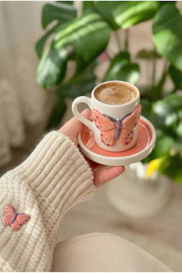 SteweHome Комплект Кафяви Керамични Многоцветни Чаши 80ml 4 Бройки