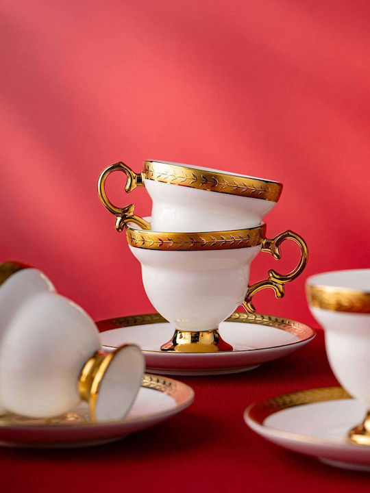 SteweHome Set Coffee Cups Made of White Porcelain 90ml 6 Pieces