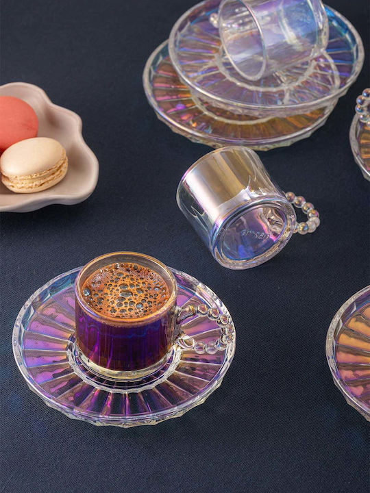 SteweHome Set of Multicolour Glass Coffee Cups 100ml 6 Pieces