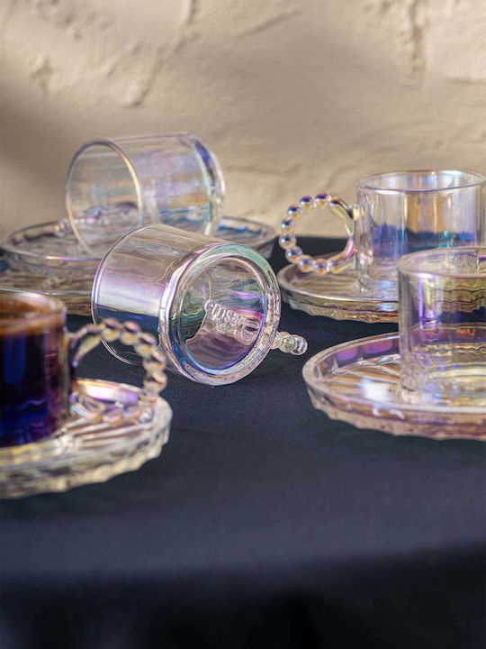 SteweHome Set of Multicolour Glass Coffee Cups 100ml 6 Pieces