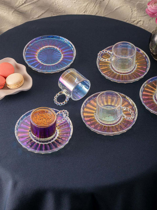 SteweHome Set of Multicolour Glass Coffee Cups 100ml 6 Pieces