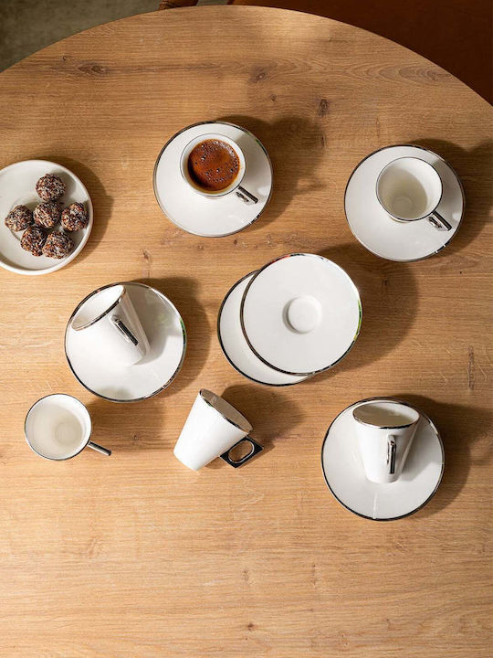 SteweHome Set Coffee Cups Made of Silver Porcelain 80ml 6 Pieces