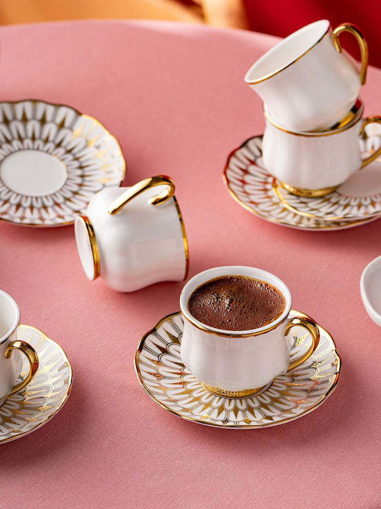 SteweHome Set Coffee Cups Made of White Porcelain 90ml 6 Pieces