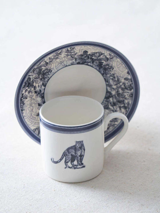 SteweHome Set of Blue Porcelain Coffee Cups 90ml 6 Pieces