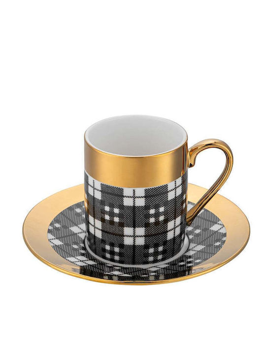 SteweHome Set Of Black Porcelain Coffee Cups 90ml 6 Pieces