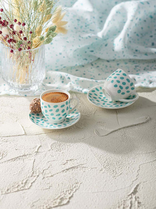 SteweHome Set Of Green Porcelain Coffee Cups 90ml 2 Pieces
