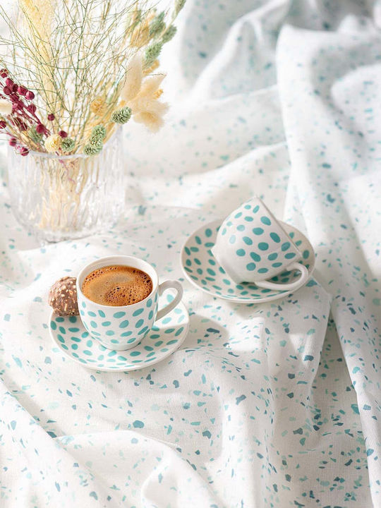 SteweHome Set Of Green Porcelain Coffee Cups 90ml 2 Pieces