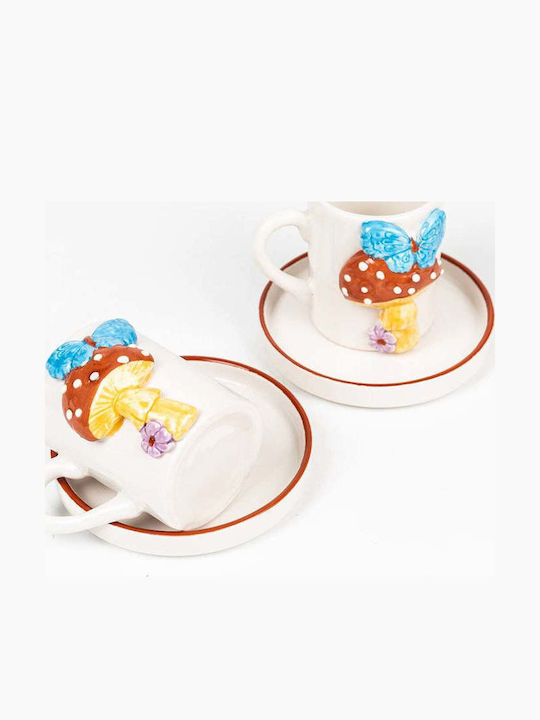SteweHome Комплект Кафяви Керамични Многоцветни Чаши 80ml 4 Бройки