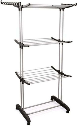 SteweHome Folding Floor Clothes Drying Rack Aluminum