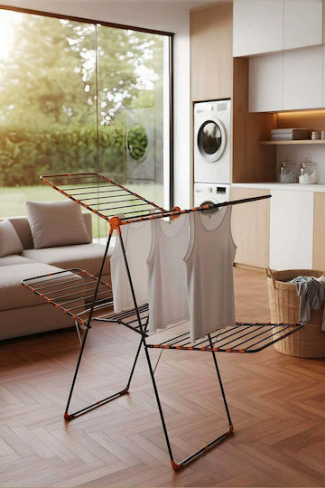 SteweHome Folding Floor Clothes Drying Rack Made of Metal with 36m Hanging Length