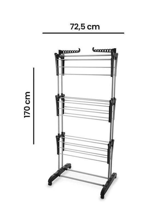 SteweHome Folding Floor Clothes Drying Rack Aluminum Hanging Length 20m