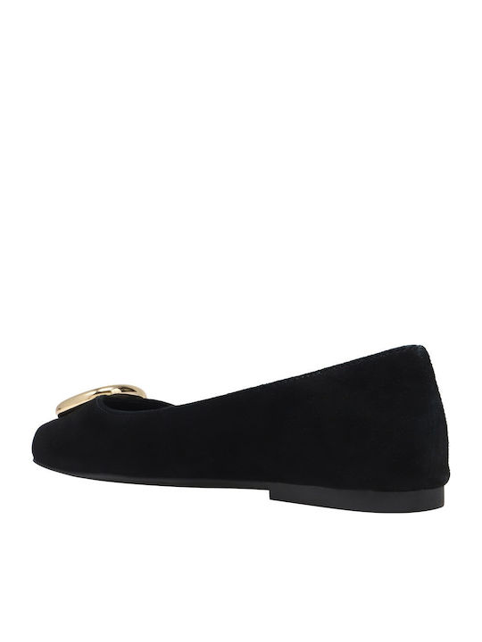 Suede Pointy Ballerinas Black