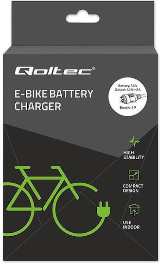 Qoltec Charger Qoltec Electric Bicycle 36v/42v 2a Bosch 3pin Connector