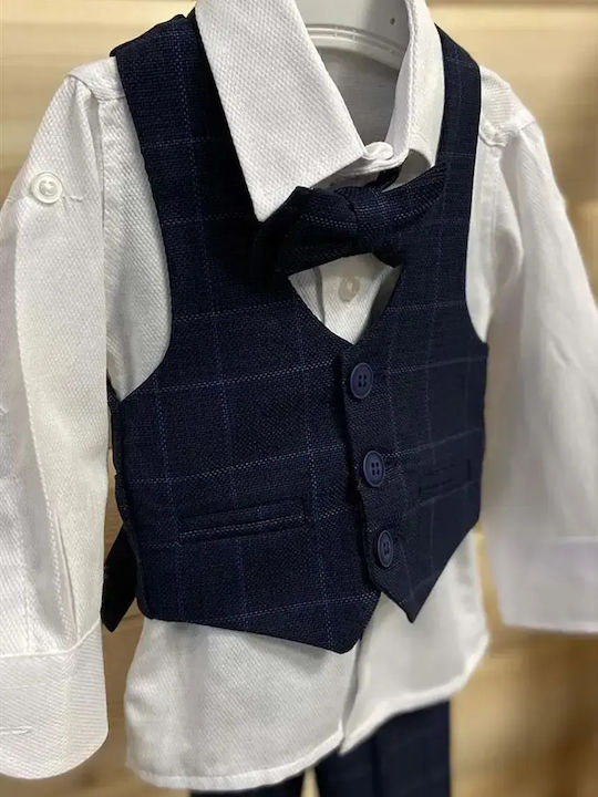 Extan Bebe Βαπτιστικό Κοστούμι με Γιλέκο για Αγόρι Navy Μπλε