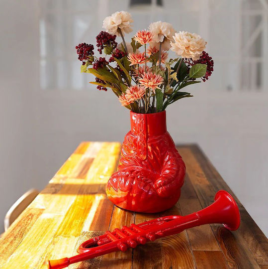 Donkey Glass Vase Icon Of Sport Red 22.5x20xH26.5cm