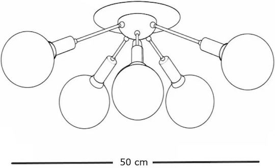 NG Santas Mount Ceiling Light 50cm Silver with G9 Lamp Adapter