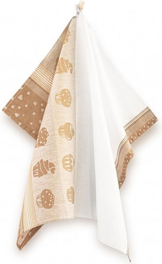 Zwoltex Kitchen Towel Made of 100% Cotton in Brown Colour 50x70cm