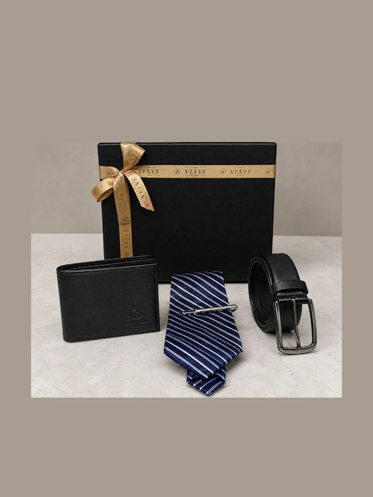 Herrenbrieftasche Leder Schwarz Set