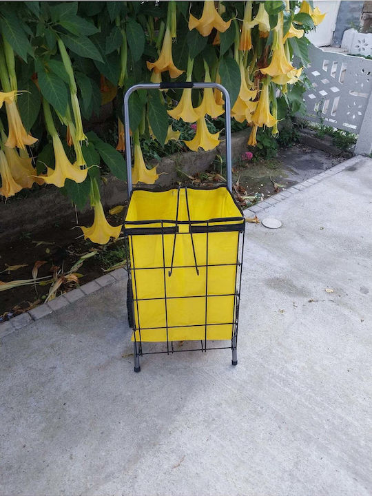 Stewehome Large Shopping Basket Thick Wire Wheels Yellow 100x40x38 Cm