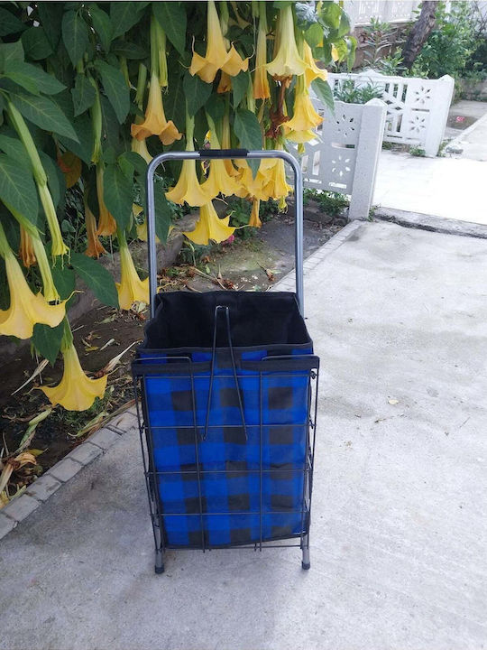 Stewehome Large Shopping Basket Thick Wire Thick Blue Bag 100x40x55 Cm