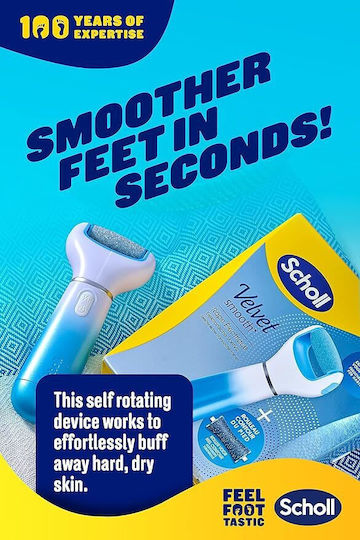 Scholl Velvet Smooth Pilă Electrică Cristale de Diamant 2 Viteze 2 Rezerve Incluse Exfoliere Conturare Albastru