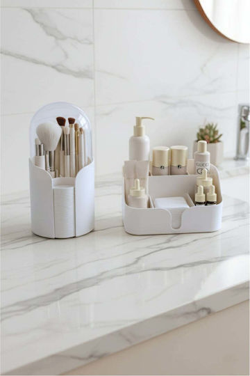Stewehome Makeup Organizer Set Makeup Brush Organizer Plastic White