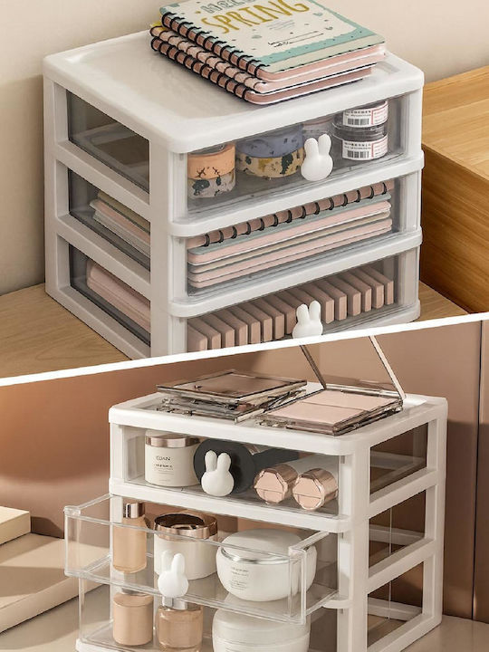 Stewehome Make-up Zubehör 3 Schübe 3 Fächer Kunststoff Weiß