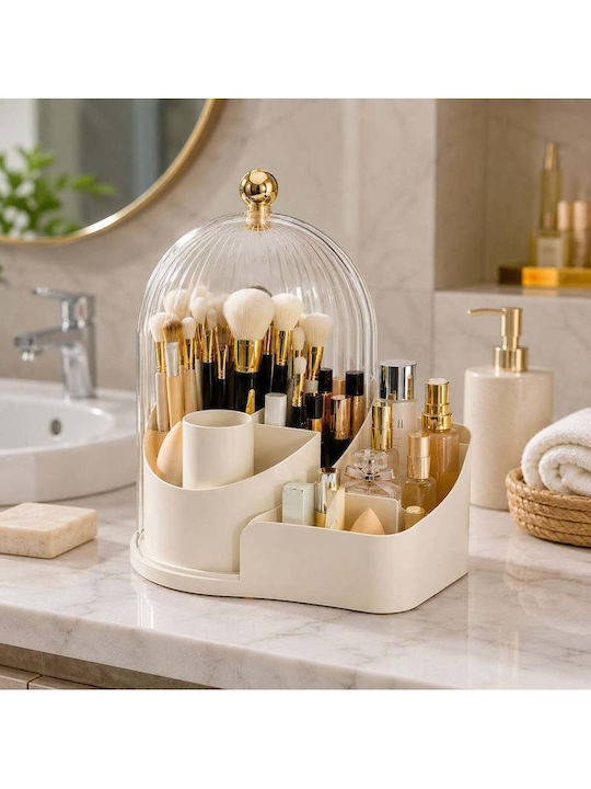 SteweHome Beige Cosmetics Storage and Organization Box with Dividers