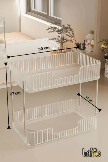 Stewehome Makeup Organizer Two Levels Jewelry Box Cosmetics Storage Box Bathroom Makeup Shelf White 30x17x27 Cm