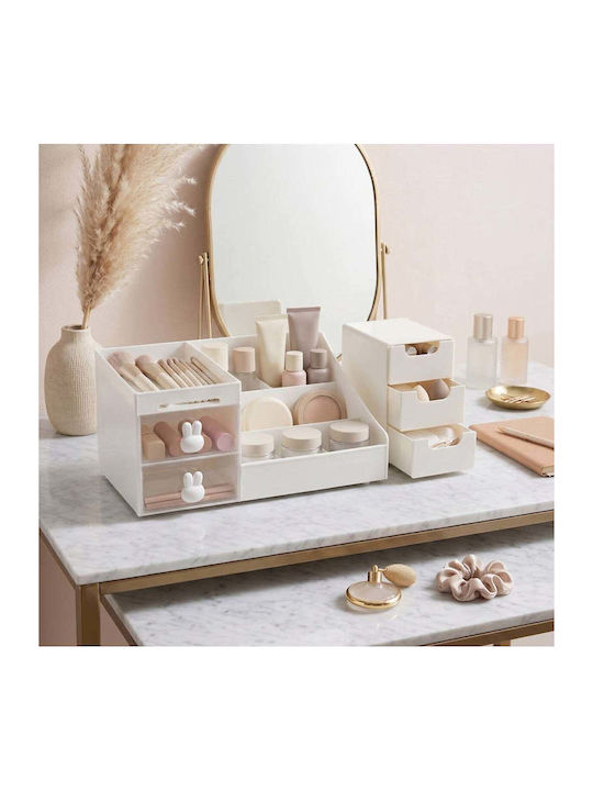SteweHome Cosmetics Organizer with 3 Drawers White 2 Pieces