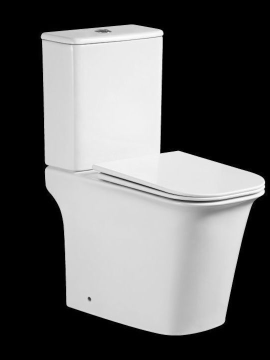 Gloria Marina Stehende Toilette Randlos mit Spülung mit Deckel Sanftes Schließen