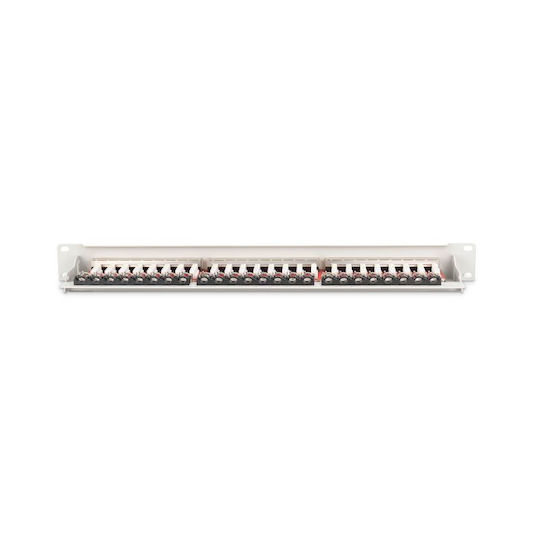 Digitus Пач Панел 19'' 24x RJ45 LSA Ниво Cat.6a Екраниран 1U Сив Кабелен Насочващ