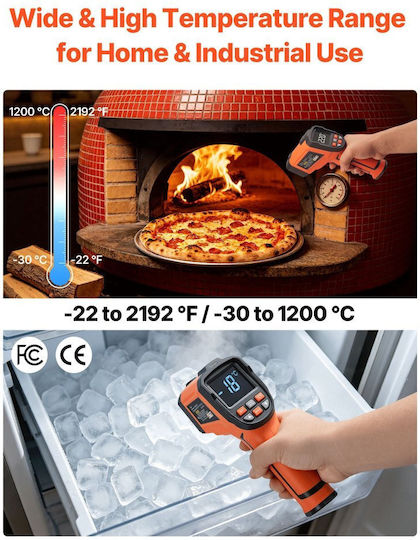 Vevor Infrared Thermometer for Temperatures up to 1200°C with Distance to Target Ratio 50:1
