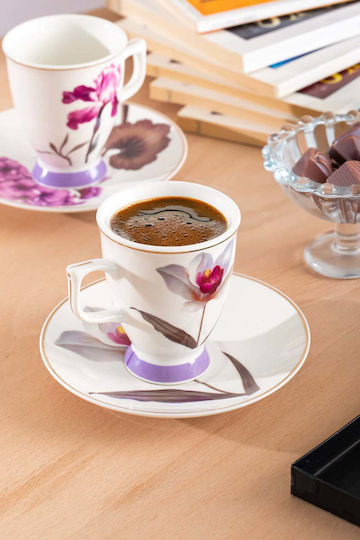 SteweHome Комплект Кафяви Чаши от Порцелан Сив 90ml 12 Бройки
