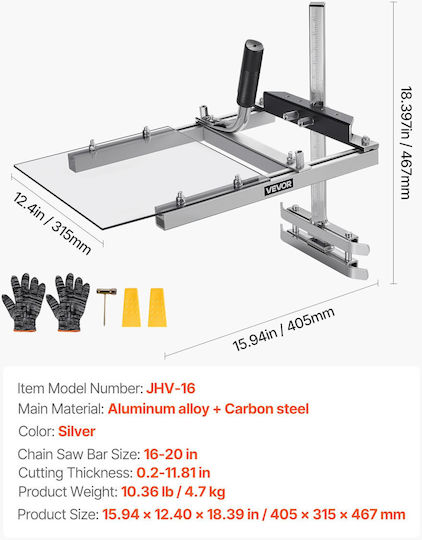 Portable Log Saw Vevor Portable Saw Fits Planer Bars 41-51 Cm Crosscut Wood Guide Shield Cutting Thickness 0.2-11.81 In 0.5-30.0 Cm Log Saw Set for Woodworkers