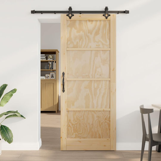 Schiebetür Orkdal Natur 86 x 211 cm Massivholz Kiefer 3445547 Braun