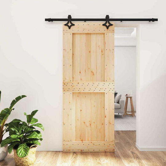 Vidaxl Συρόμενη Πόρτα Φυσικό Μαύρο 85 X 210 Cm