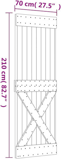 Vidaxl Συρόμενη Πόρτα Φυσικό Μαύρο 70 X 210 Cm