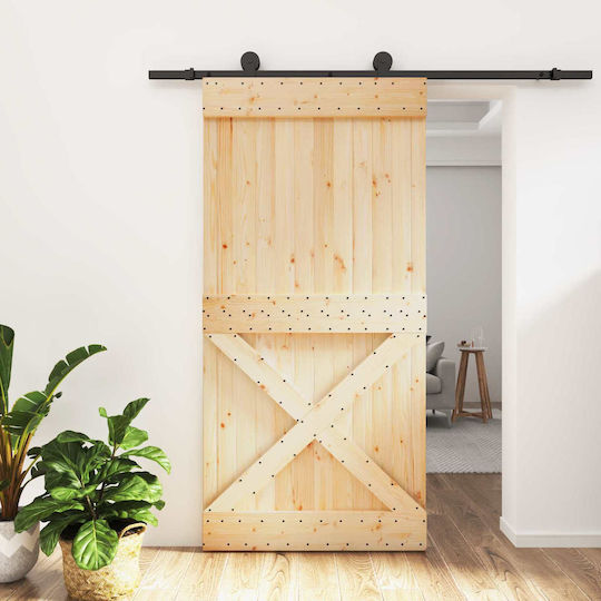Vidaxl Συρόμενη Πόρτα Φυσικό Μαύρο 100 X 210 Cm Vidaxl Συρόμενη Πόρτα Φυσικό Μαύρο 100 X 210 Cm