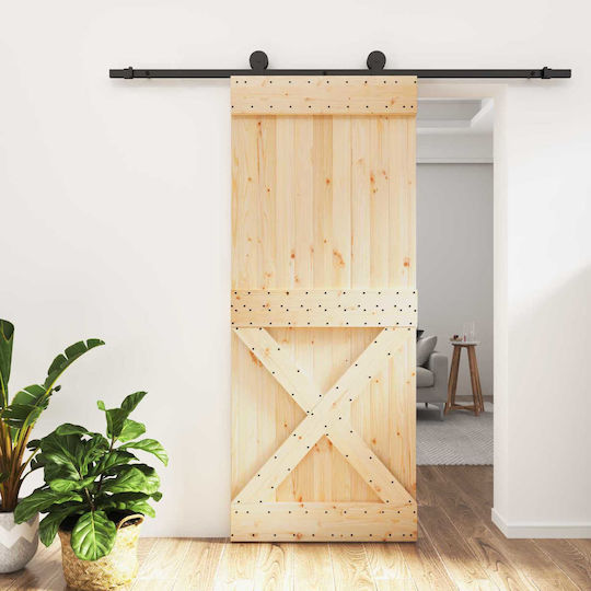 Vidaxl Συρόμενη Πόρτα Φυσικό Μαύρο 85 X 210 Cm Vidaxl Συρόμενη Πόρτα Φυσικό Μαύρο 85 X 210 Cm