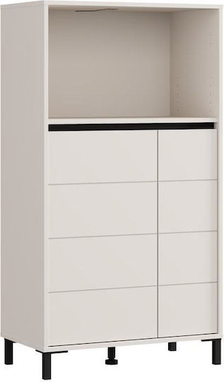 Marron 2k2v Pop 135 Επιδαπέδια Βιτρίνα από MDF με Τζάμι & Φωτισμό Cashmere-μαυρο Ματ 74x40x135cm 11015523