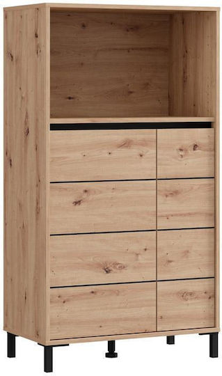 Pop Επιδαπέδια Βιτρίνα από MDF με Τζάμι & Φωτισμό Μαυρο Ματ 74x40x135cm 11015527