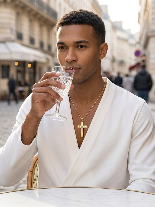 Daskalakis Men's Gold Cross 14K with Crucified Without Chain