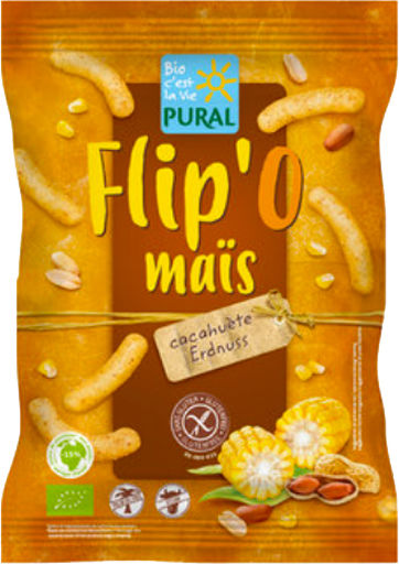 Pural Βιολογικά Γαριδάκια Flip'o από Καλαμπόκι Peanut Χωρίς Γλουτένη 100gr