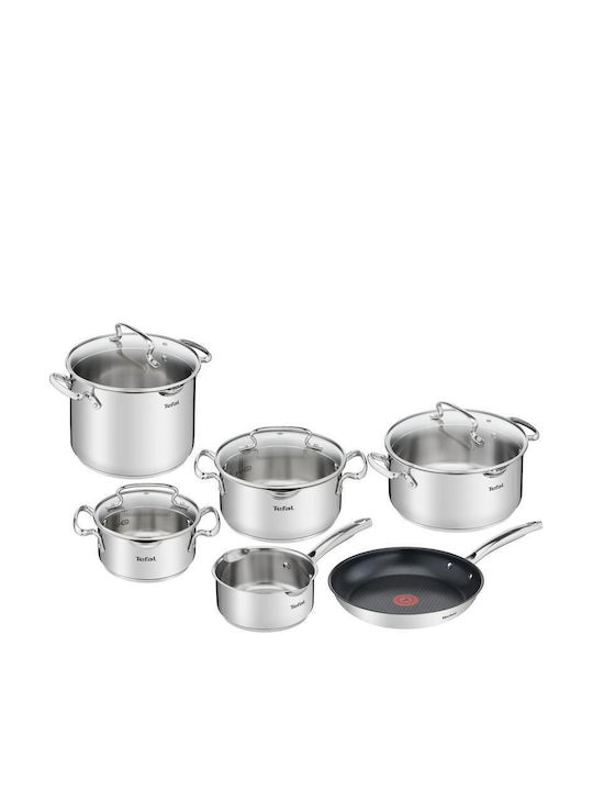 Tefal Duetto+ Комплект съдове за готвене от Неръждаема Стомана Silver 10бр